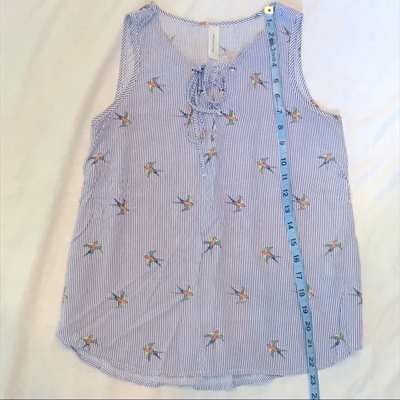 TOGETHER CLOTHING - SPARROWS & STRIPES LACE UP SLEEVELESS BLOUSE - Picture 7 of 7